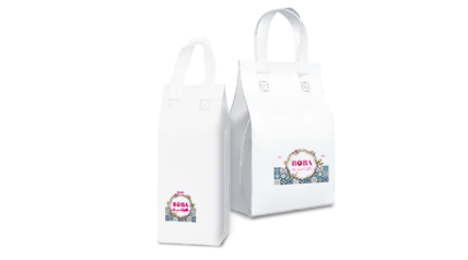 Small and large white cooler bags for single and double cups